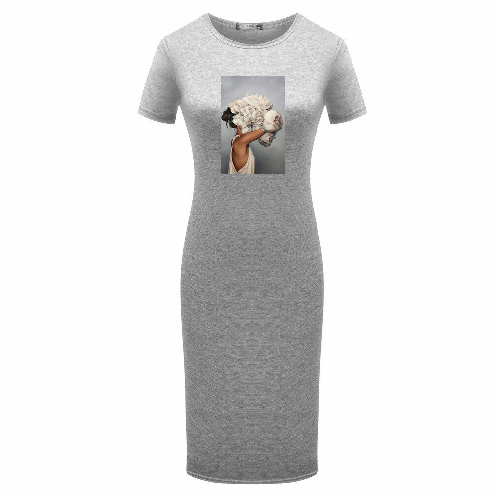 Women Dress Vestido Summer Clothes Short Sleeve Slim Bodycon Dress Tunic Round Neck Casual Slim Tshirt Dresses for Women