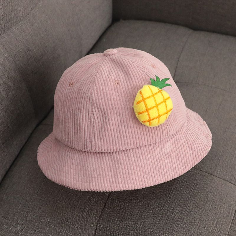 Cute Fruit Corduroy Baby Hat Spring Autumn Breathable Kids Bucket Sun Hat Outdoor Children Baby Girl Boy Fisherman Caps