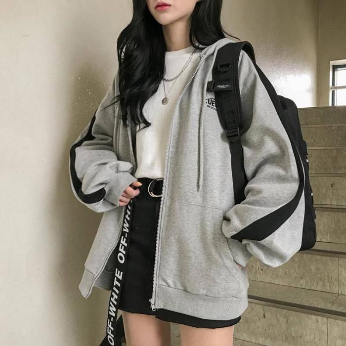 Thin Ladies Hooded Cardigan Student Long Sleeve Jacket