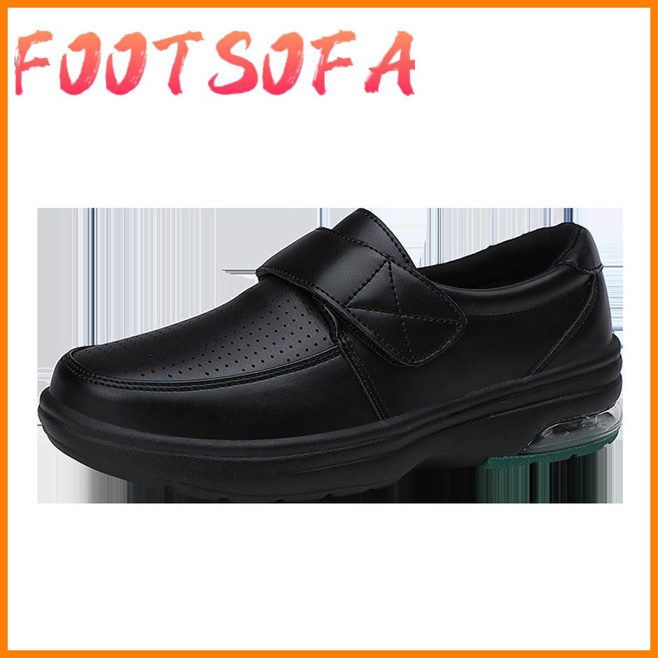 Nurse black shoes women's comfortable pull-on walking shoes flat-bottomed lightweight soft and wear-resistant