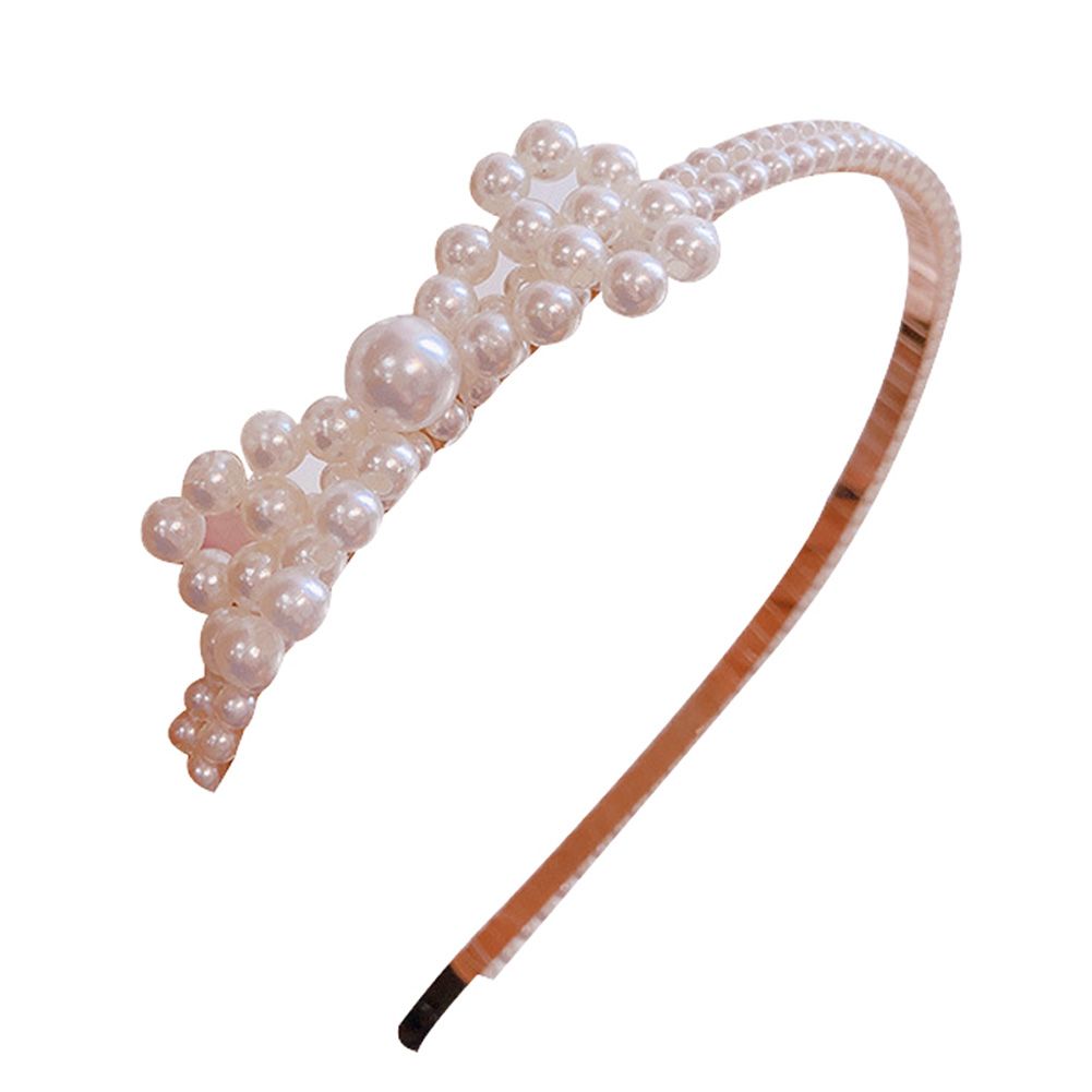Elegant Women Faux Pearl Beaded Slim Headband Hair Hoop Wedding Party Decor