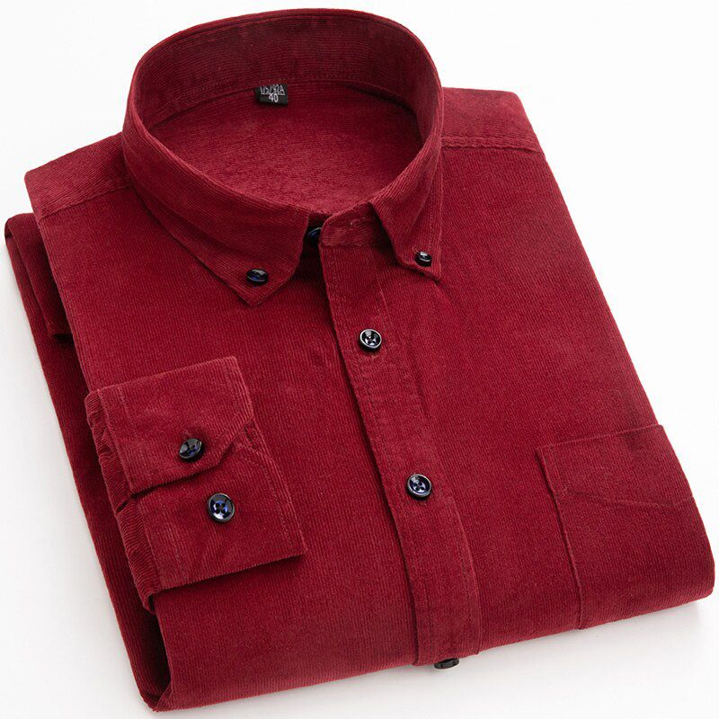 100% Cotton Corduroy Shirt Men Long Sleeve Regular-Fit Casual 6xl Plus Size Warm Fall Winter Thick Shirts for Men mens Clothing