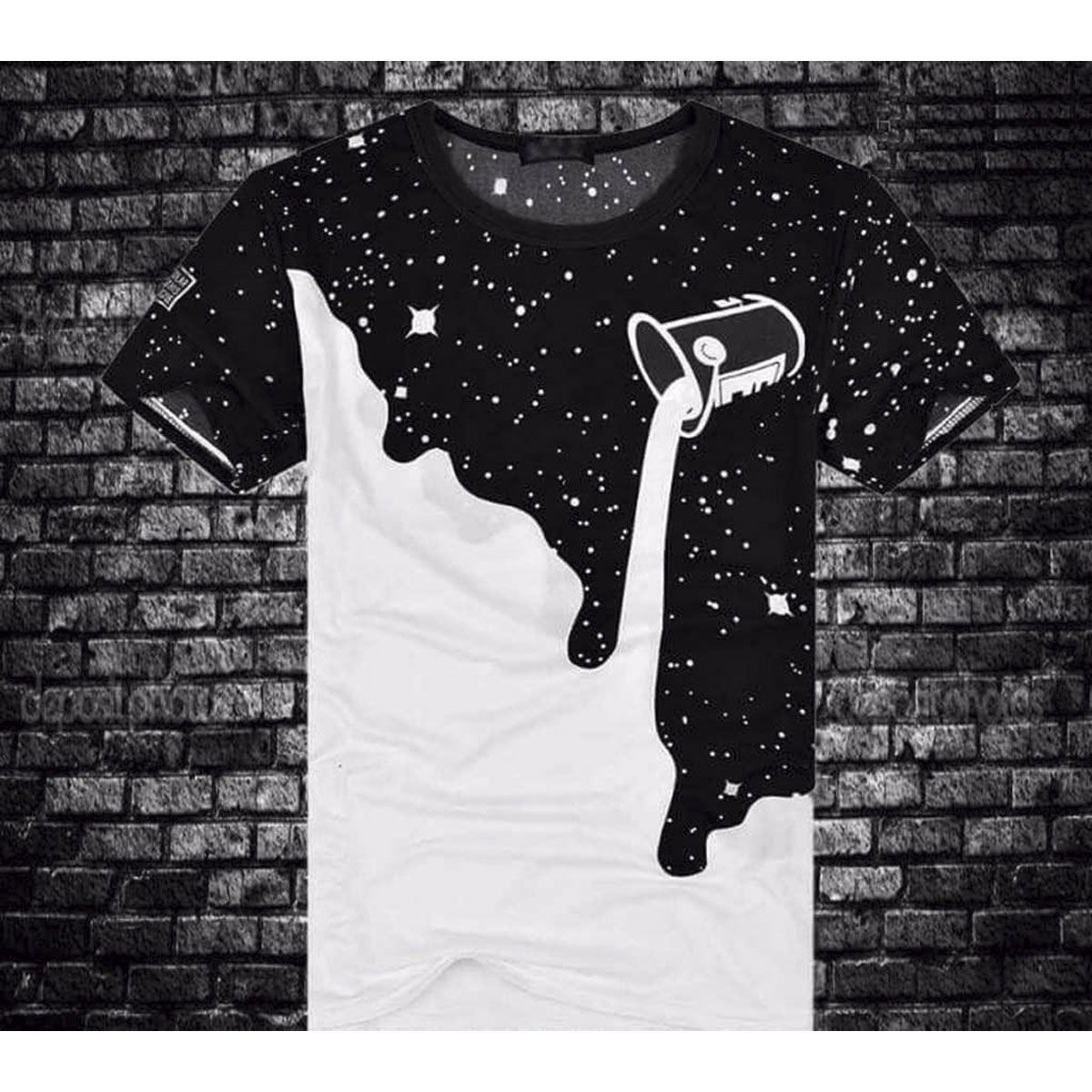 White And Black Beat T-Shirt For Men - Genji