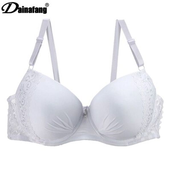 Large Size Full Cup Push Up Bra Fashion Print Lace Diamond Decorative  Bralette Comfortable Women Underwear 1997