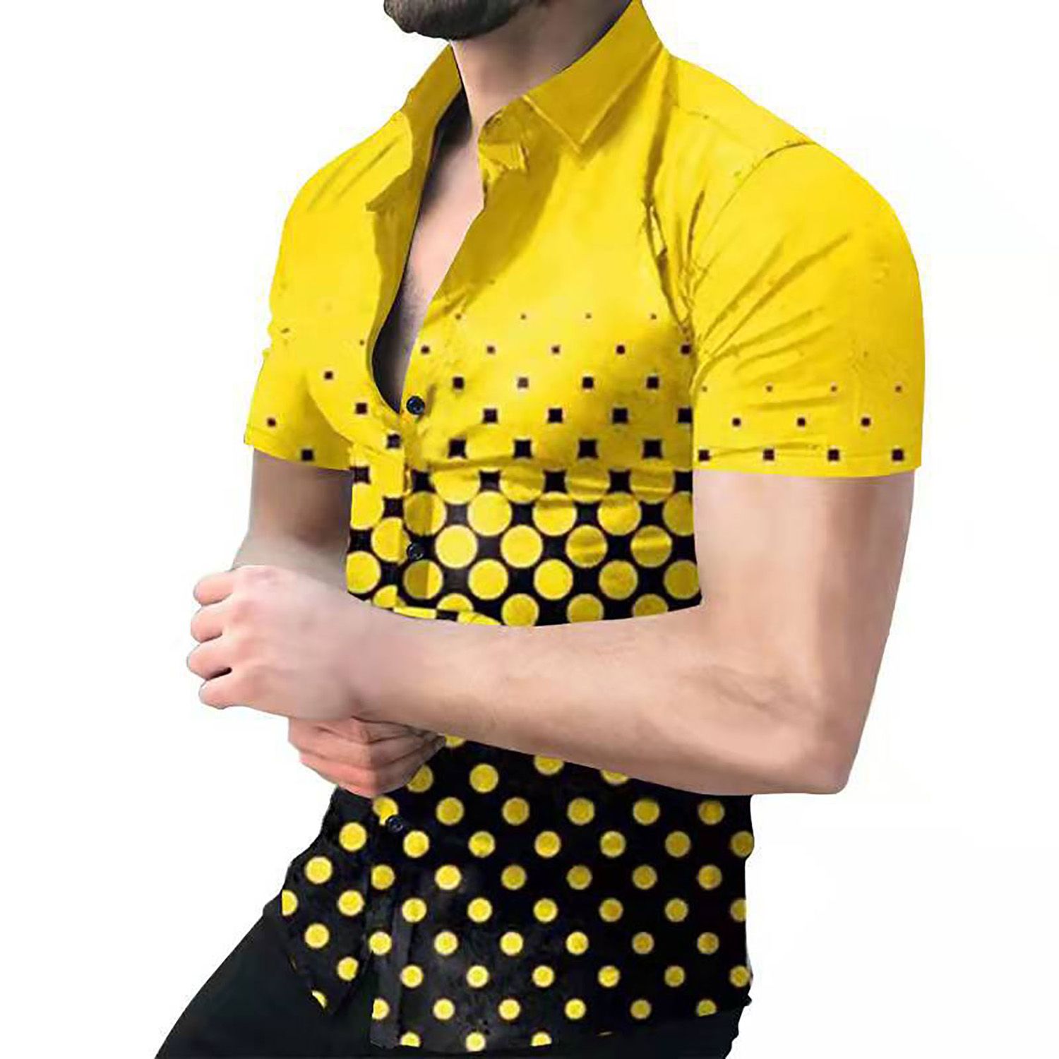 Men Shirt All Match Contrast Colors Summer Top