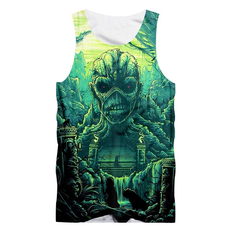 Dropsping Sleeveless Tee Shirts Man hop PuGothic Singlets Summer Men's Cool Print Skull TaTop Magic Eye Vests