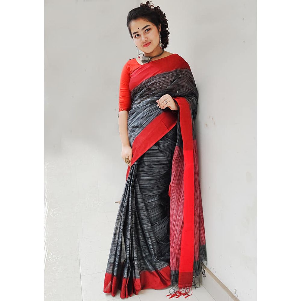 Red Ash Tangail Cotton Saree