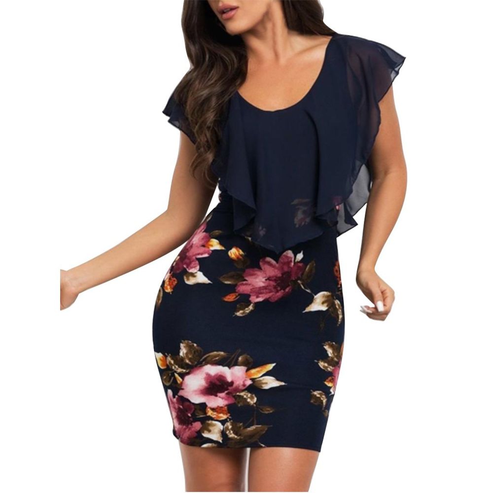 Sexy Women Summer Dress Sleeveless Floral Printed Bodycon Holiday Party Short Mini Dress Fashion Bodycon Dresses Vestidos Verano