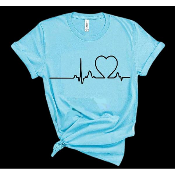 blue Short Sleeves T-Shirt For Men (Love Heart)