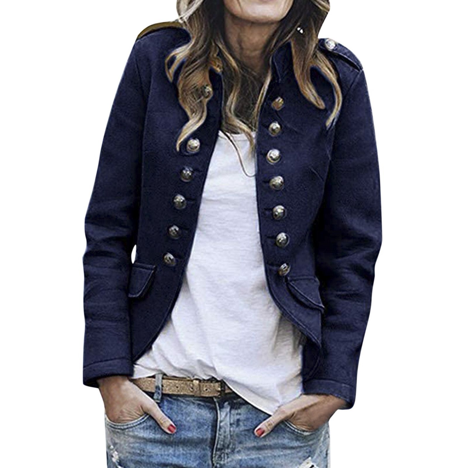 Winter t Decorative Buttons Stand Collar Slim Warm Women t