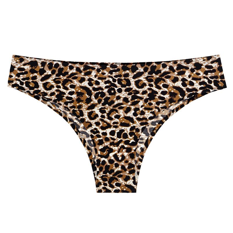 Leopard Print Women Silk Panties Breathable Low Waist Thong for Lady Comfort Seamless Lingerie