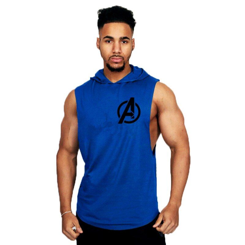 Gym Men Stringer Srt TaTop Bodybuilding Fitness Singlets Muscle Vest Cotton Hooded Tanktop