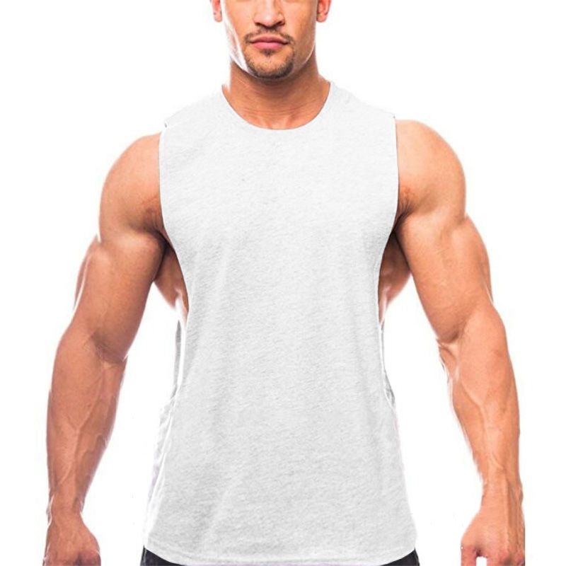 Mens Gym TaTop Summer Cotton Sleeveless Shirt Casual Fashion Fitness Vest TaTop Male Bodybuilding Big Split Clothing M-XXL