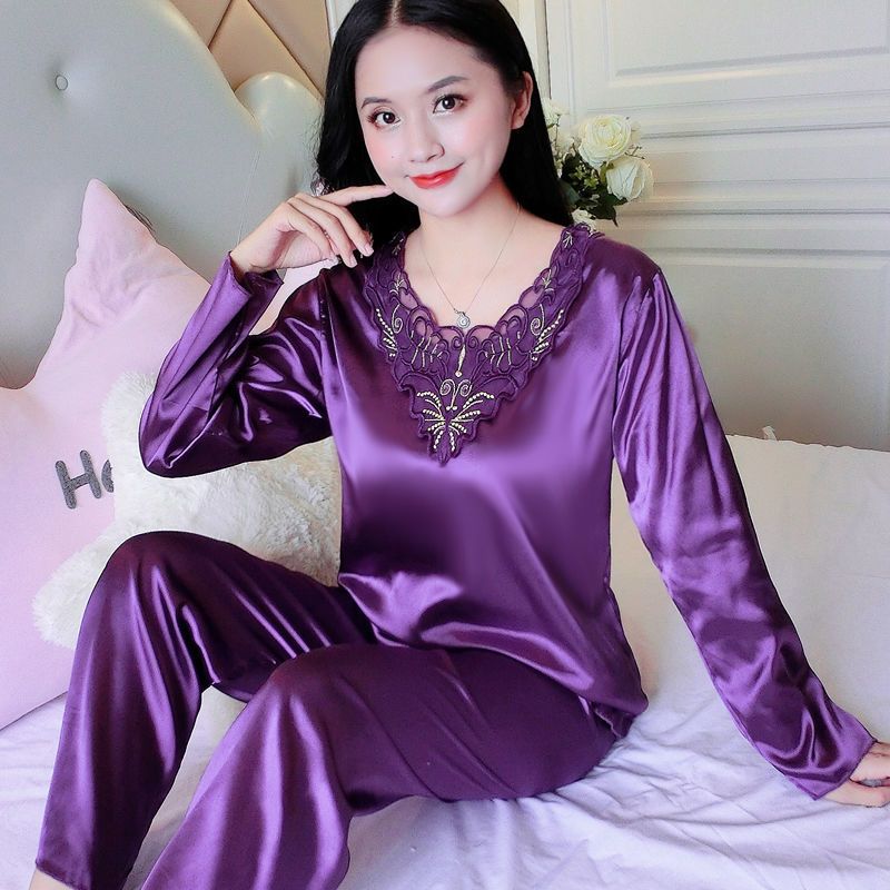 1311-12Women Pajamas Turndown Collar Pocket Long Sleeve Casual Pants 2 Piece Set Sleepwear Female Home Suit Sets Nightwear