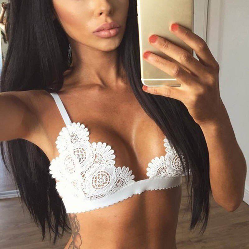 EFINNY Crop Top  Sheer Bralette Push Up Lace Bralette Mesh Bras For Women Bralette encaje Lingerie Lace Bra Tops