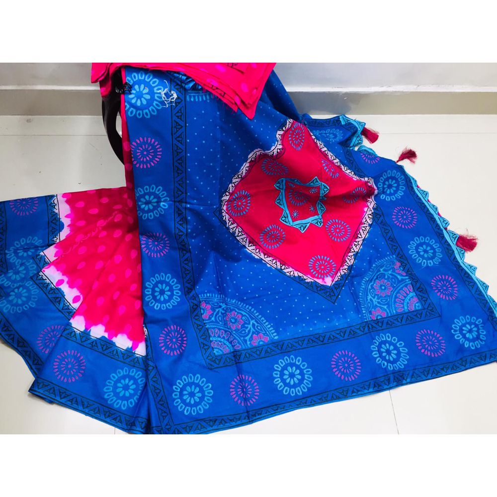Fashion's House Vegetable Dye Batik Saree  For Women