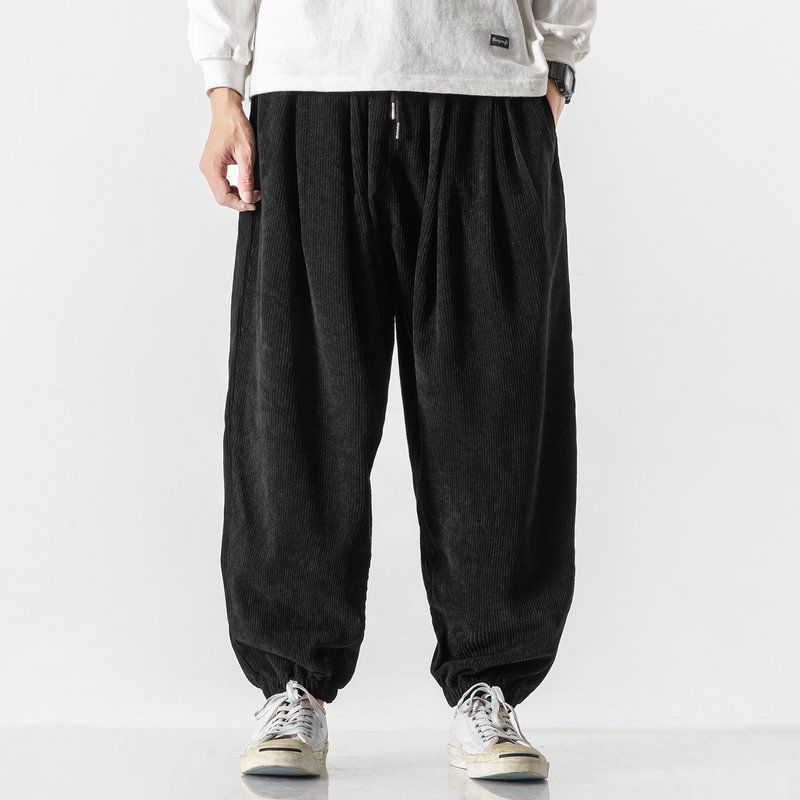 Corduroy Men's Harem Pants Fashion Men Jogging Sweatpants Big Size Cotton Woman Casual Trousers Streetwear 5XL