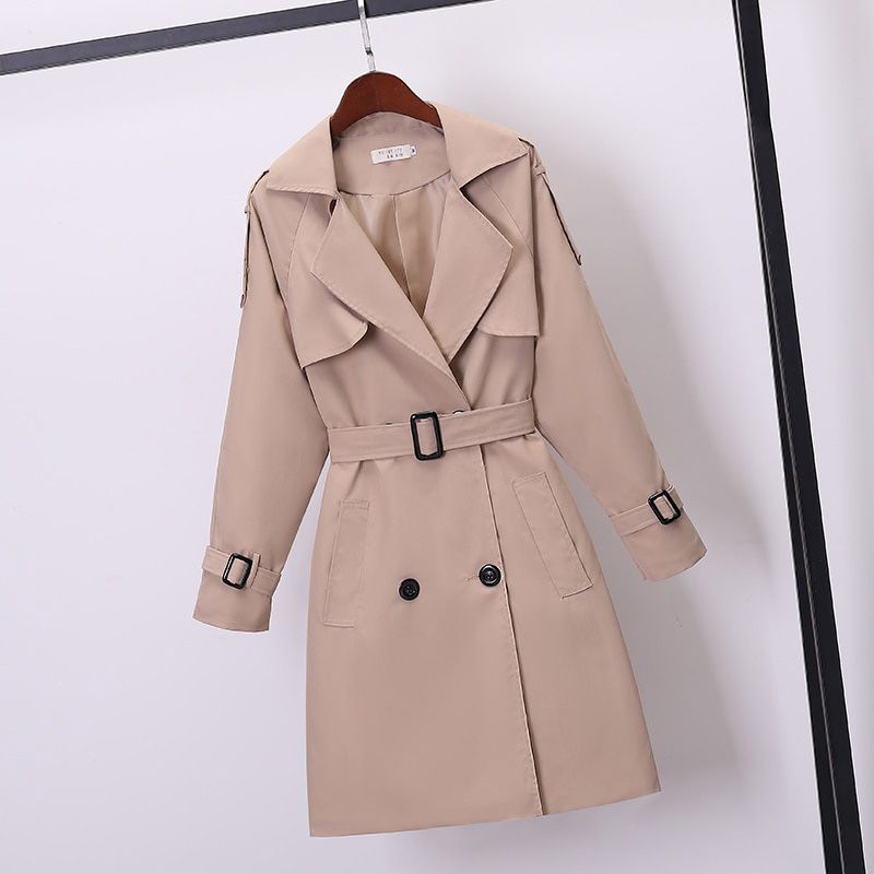 Large size Women's Trench Coat Khaki Slim Double-breasted Ladies Outwear With belt Female Casual Windbreaker Autumn New
