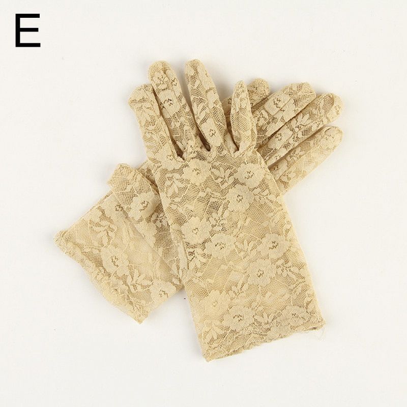 Women Lace Hollow-Out Gloves Sun Protection Full Finger Short Mittens  Anti-UV Summer Stretch Driving Glove Guantes