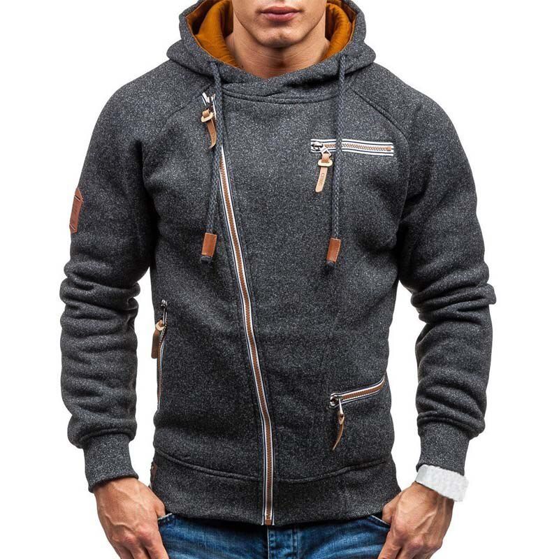 Hoodie Men Autumn Casual Solid Long Sleeve Mens Hoodies Sweatshirts Slim Zipper Hoody Sweatshirt Men Hooded Streetwear