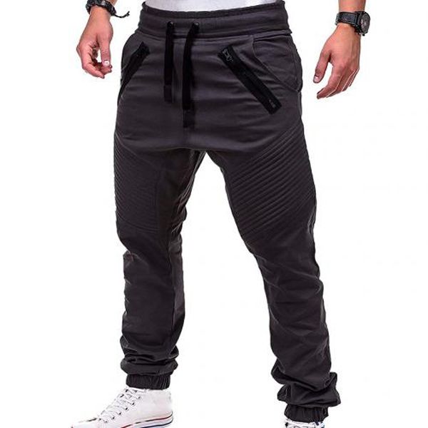 solid casual Mens Casual Slim Tracksuit Sports Solid Male Gym Cotton Skinny Joggers Sweat Casual Pants Trousers