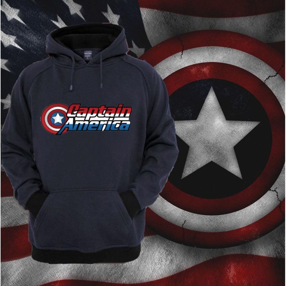 Captain America Stylish Hoodies for Men - Deep Blue
