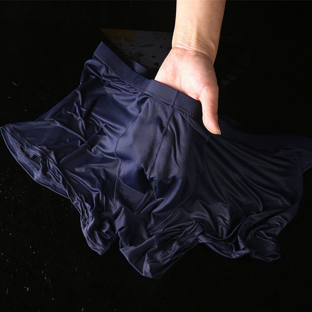 Ice Silk Men Seamless Transparent Boxer Shorts Ultra Thin Sheer Panties Underpants Personal Cloth Seductive Shorts A50