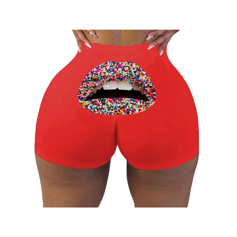 2021 New Women Skinny Shorts, Letter/Bomb/Lip Print Yoga Pants Summer Casual Style Fitness Clothes