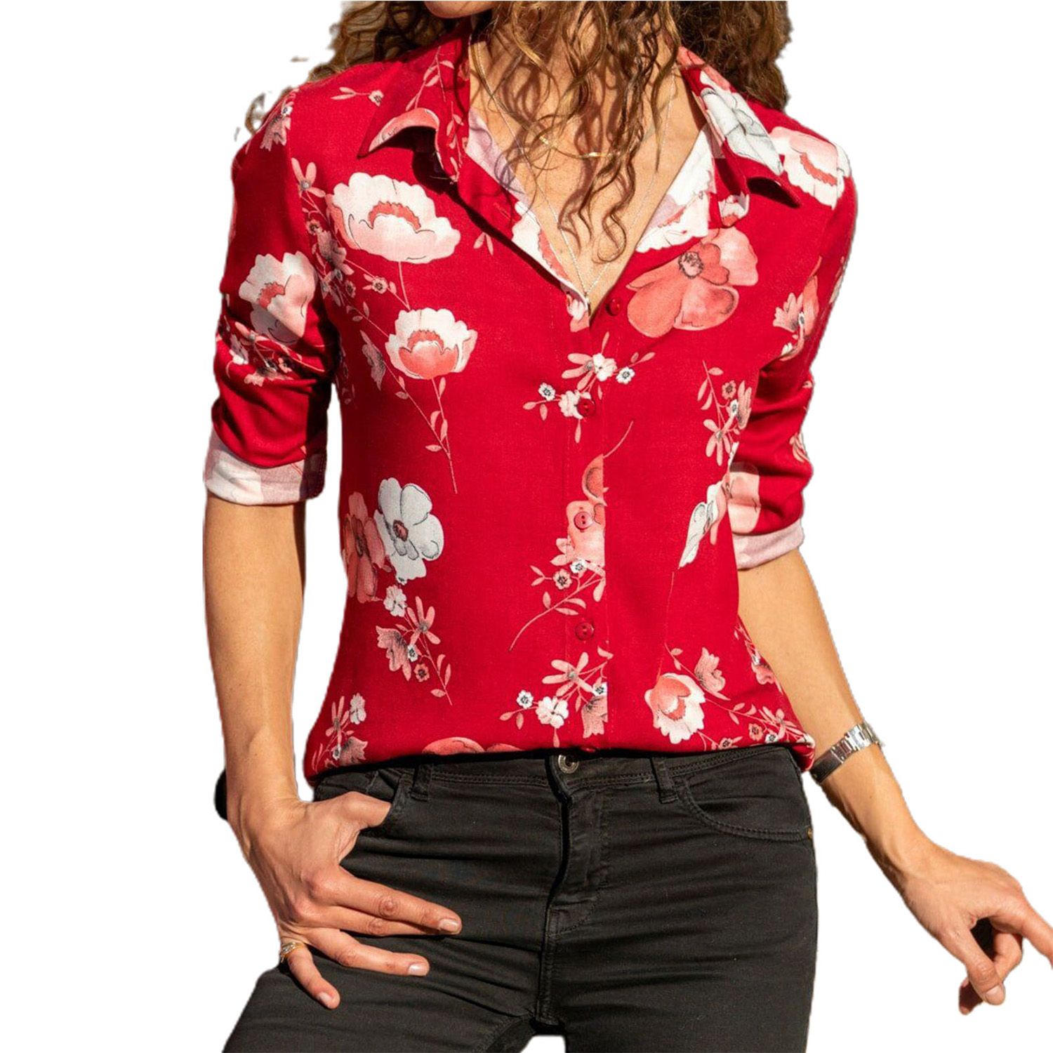 Women Tops Anti-wrinkle Unique Floral Patterns Female Blouse