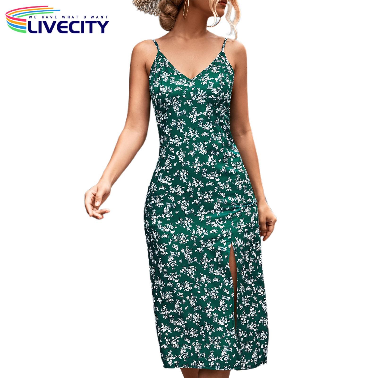 Female Dress Sleeveless Casual Floral Print St Sling Dress