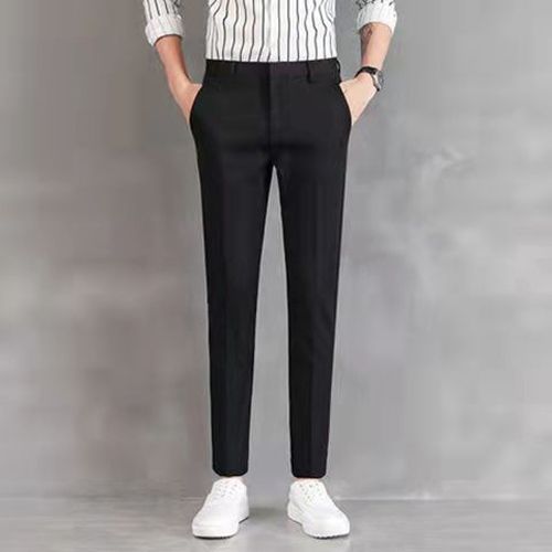 2022 New Men Slim Dress Pants Men  Autumn and Winter Casual Small  Men Thom Browne Flexible West Business Trend Black Trouser Me