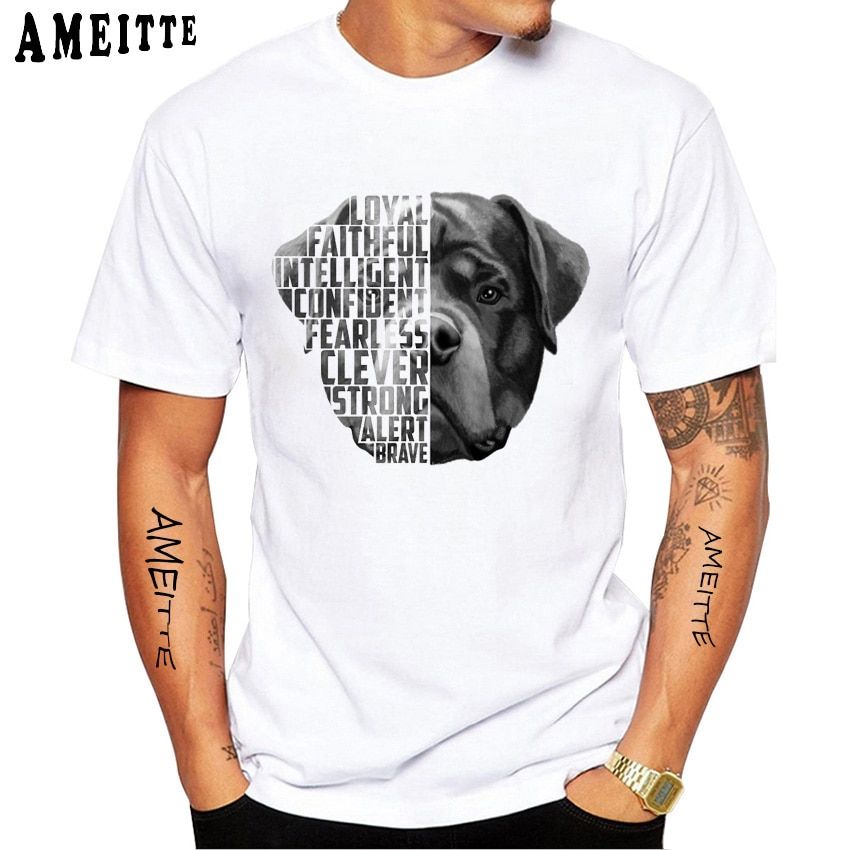 Funny Pitbull Print T-Shirt Summer Fashion Men Short Sleeve For  Lovers Clothing Hop Boy White Casual Tees