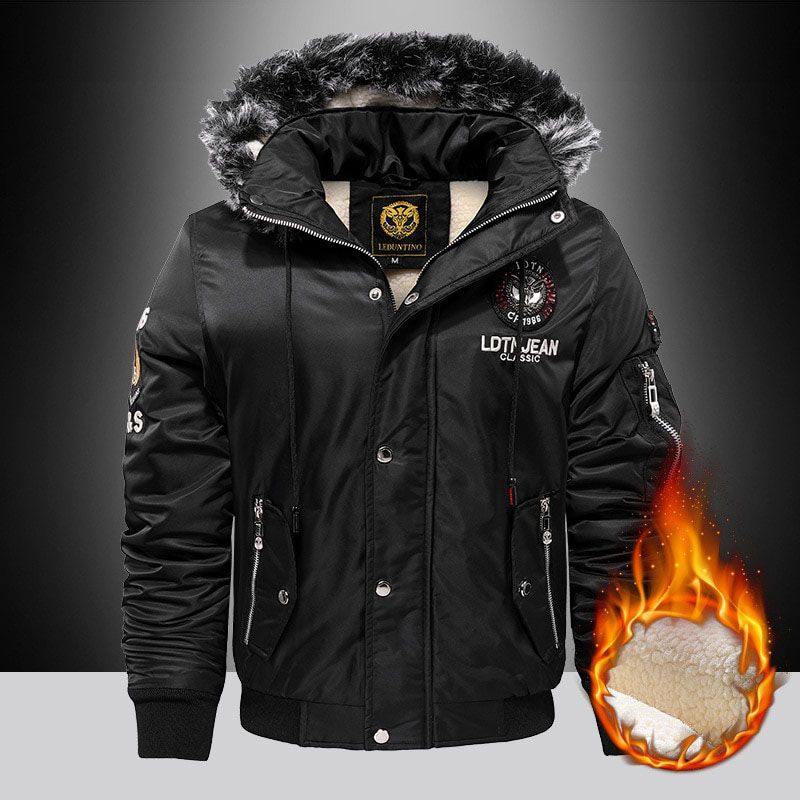 Thick Fashion Down & Parka Coat Oversize Plus Velvet Thick Keep Warm Winter Men's Black Blue Red Padded Jacket