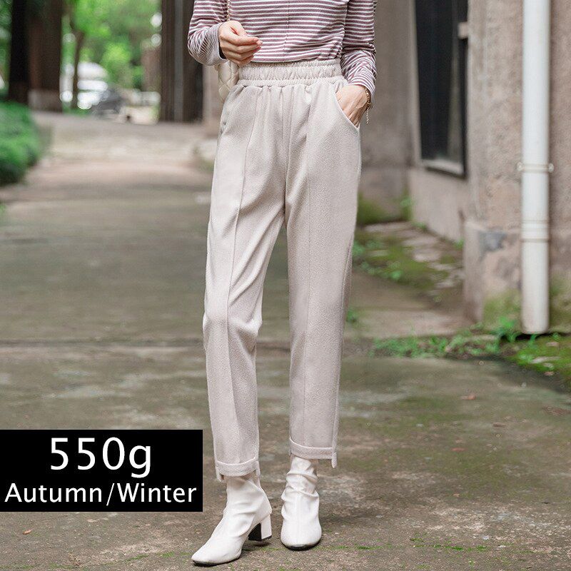 Autumn Winter Women's Ankle-Length Pants Wool Suit Pants For Women High Waist Harem Pants Womens Loose Trousers Female