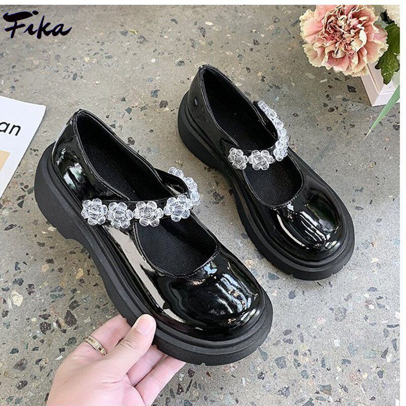 Platform Lolita Shoes Japanese Style Women Soft Heel Shoes Ladies College Student Black Shoes Goth Punk