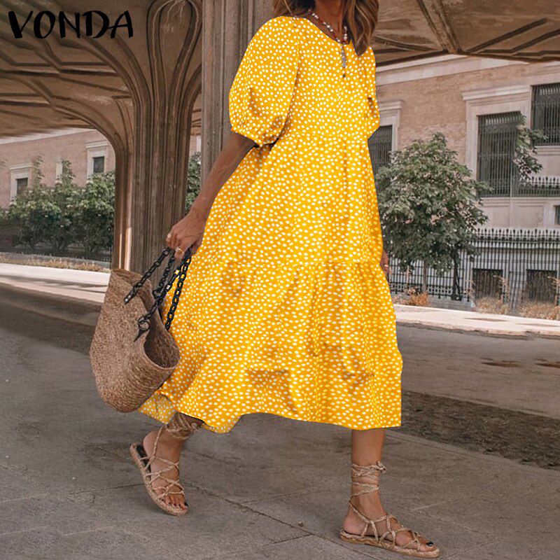 Women's Summer Sundress Elegant Dress Beach Vintage Swing Party Long Dress Bohemian Vestidos Casual Robe