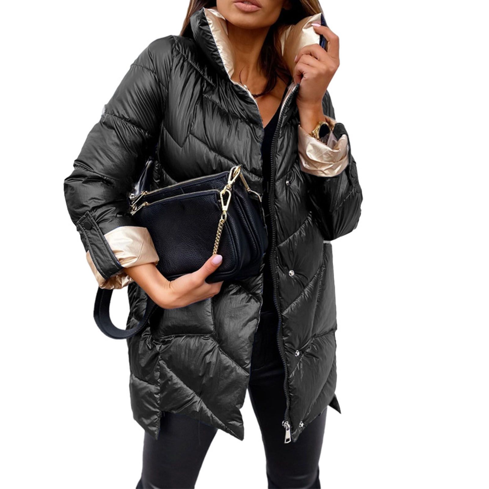 Thick Jacket Retractable Sleeves Solid Color Retractable Sleeves Quilted Coat