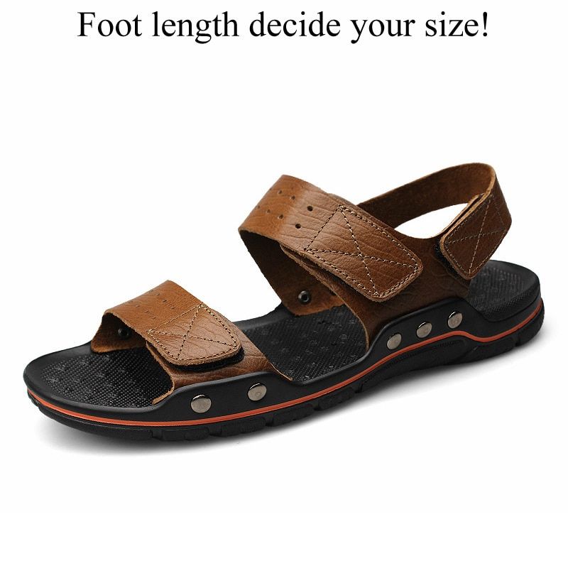 Summer Men Casual  Leather Sandals Flat Beach Sandalias Hombre Cuero Open Shoes Sandales Homme 2020 Non Slip Size 48