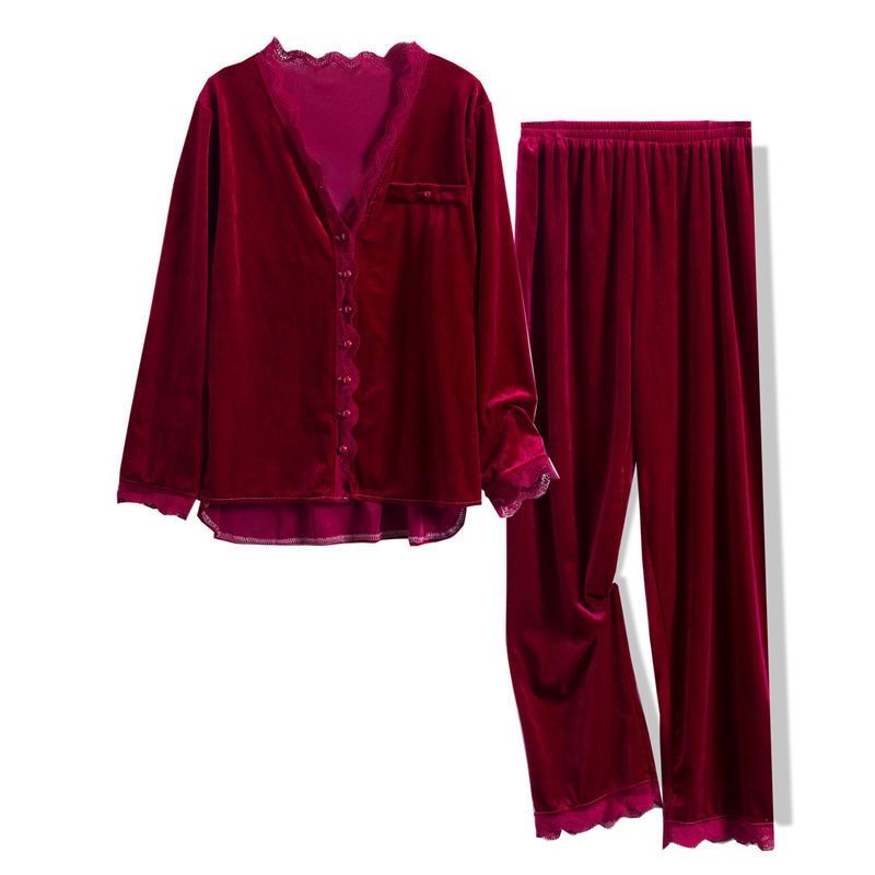 Sleepwear Women Pyjama Pour Femme Sets With Pants Velvet Warm Pajamas Plus Large Size Home Suit conjuntos de mujer