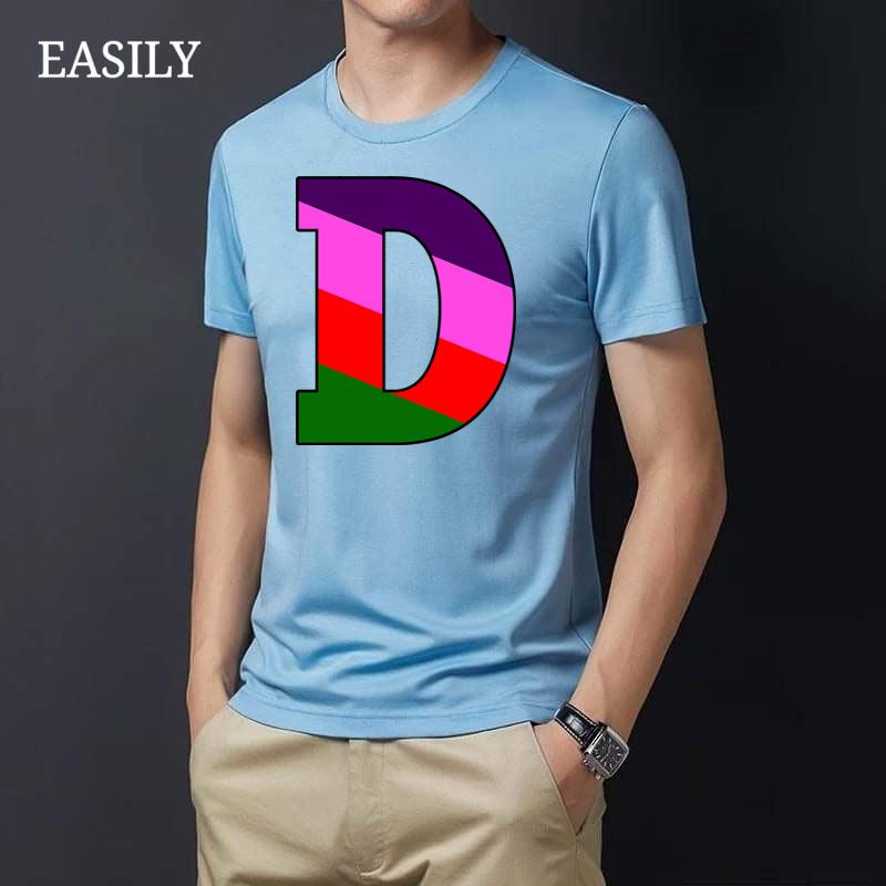 Four Colors Alphabet Letters A to Z Skyblue Color T-Shirt