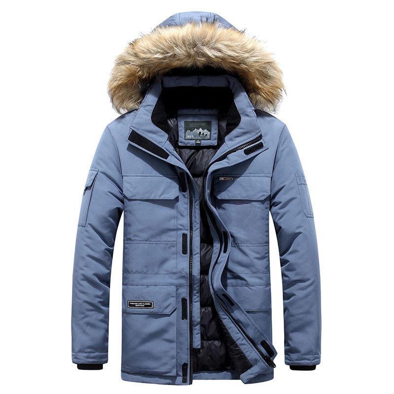 Plus Size 6XL Winter Men Hooded Parkas Casual Warm Thick Waterproof Jacket Coat Mens Cotton Multi-pocket Jackets Outwear