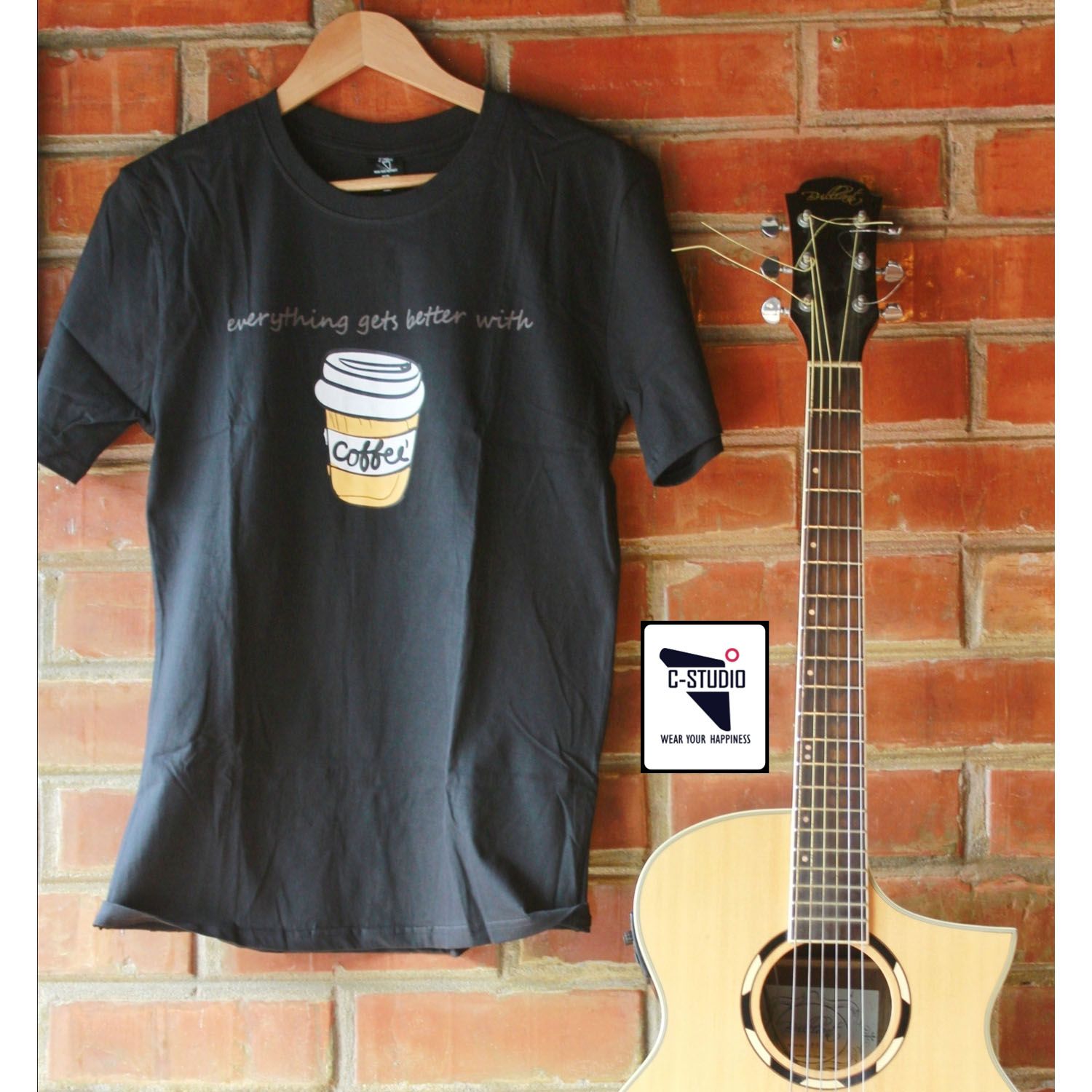 Printed  Cotton T-shirt For Men - Black