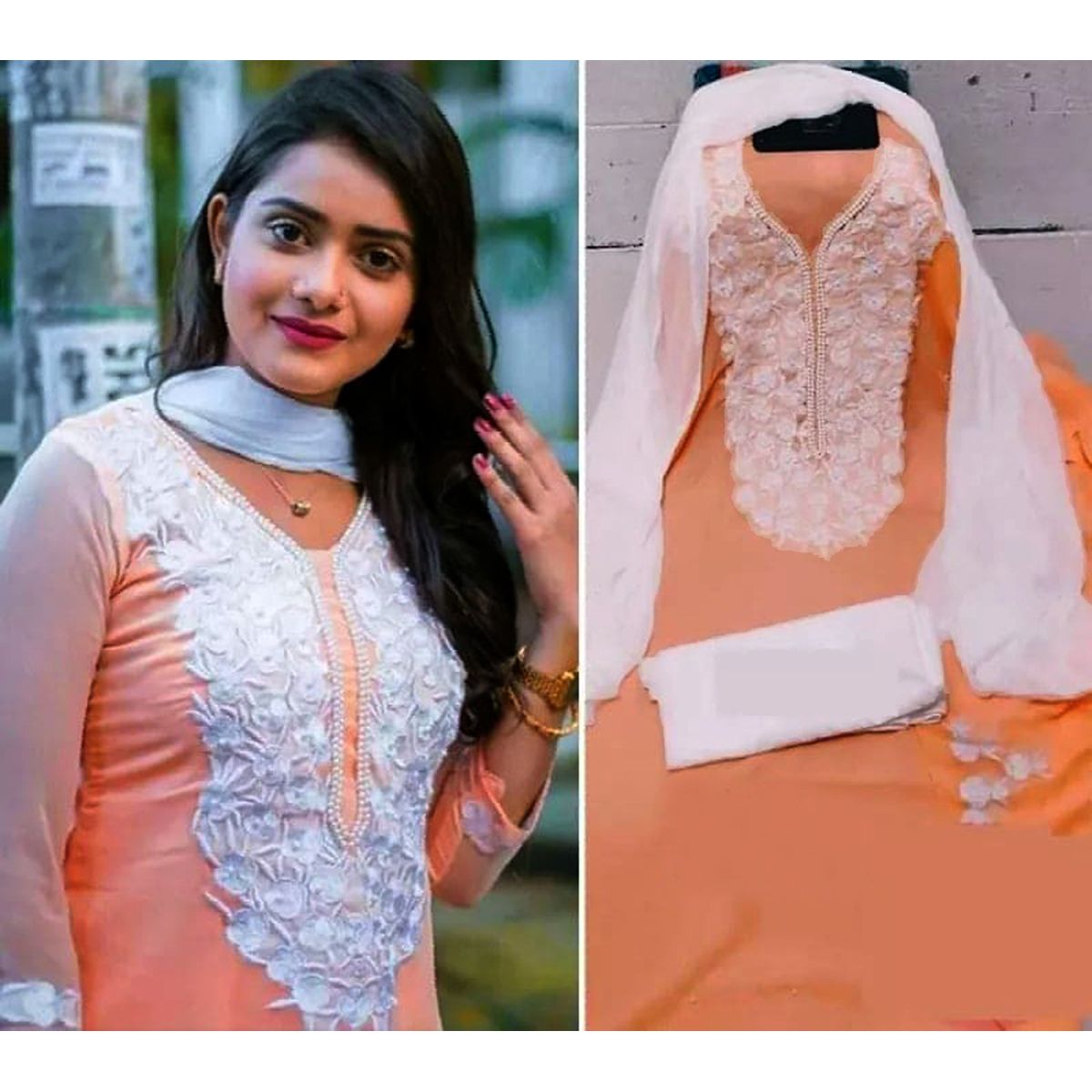 Indian Unstitched  Georgette/Jorjet Embroidery Work Salwar Kameez For Women {3 Piece}