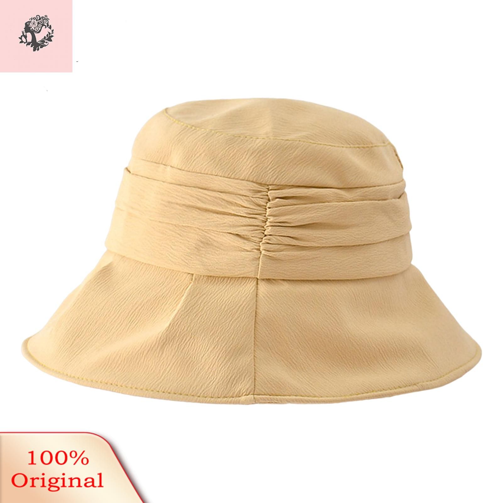 Sunnyheart Fisherman Hat Breathable Pleated Decor Sunscreen Panama Hat