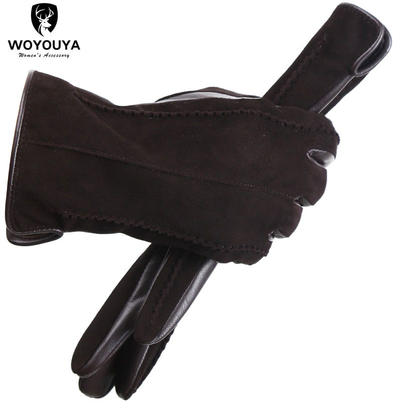 Colored Suede women's leather gloves,warm winter gloves,High-end leather gloves women,winter sheepskin women's gloves-2007