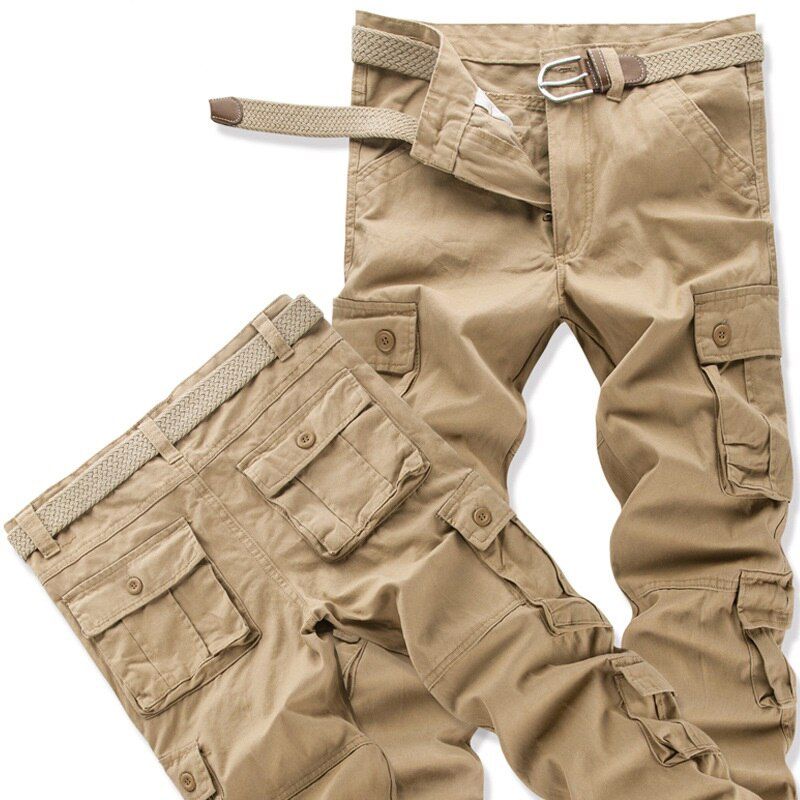 Men's  Cargo Pants Casual Cotton Multi ckets   Pants Streetwear Overalls Work  Long Trousers