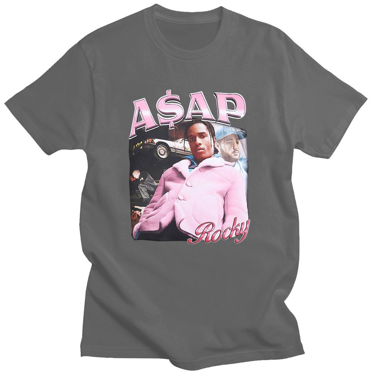 ASAP Rocky Portrait Graphic Aesthetics T-shirts Hop Cotton Short Sleeve Loose Couple T-Shirt Casual Harajuku Tshirt