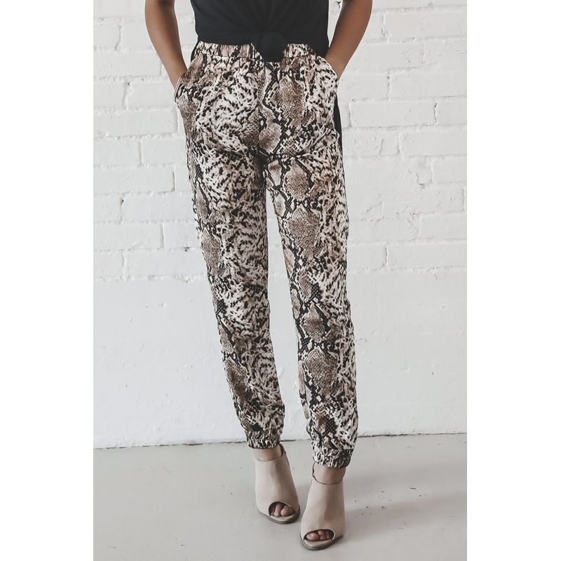 Women's Fashion Snakeskin Printed Joggers Leggings Soft Stretch High Waisted Workout Yoga Pants