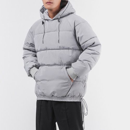 Mens Hooded Puffer Jackets for Winter Fashion TrePullover Clothing Teens Oversized Bubble Coat Loose Streetwear