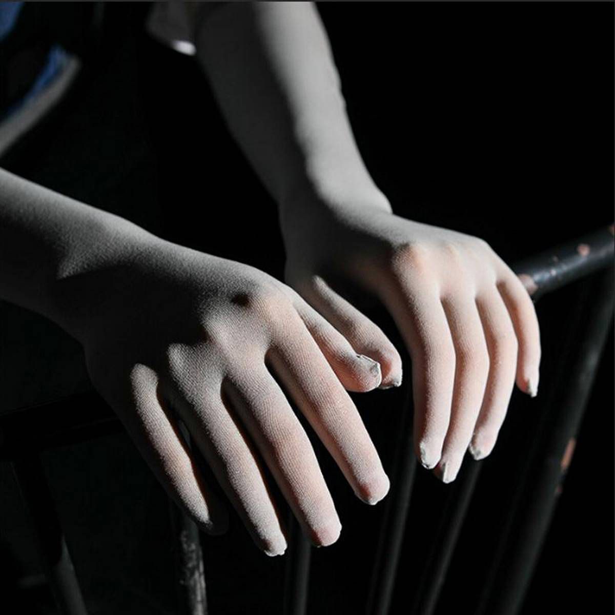 【BestGO】Orange Sunshine Lace Seamless Sheer  Gloves  Finger Glove NightClub Costume Gloves
